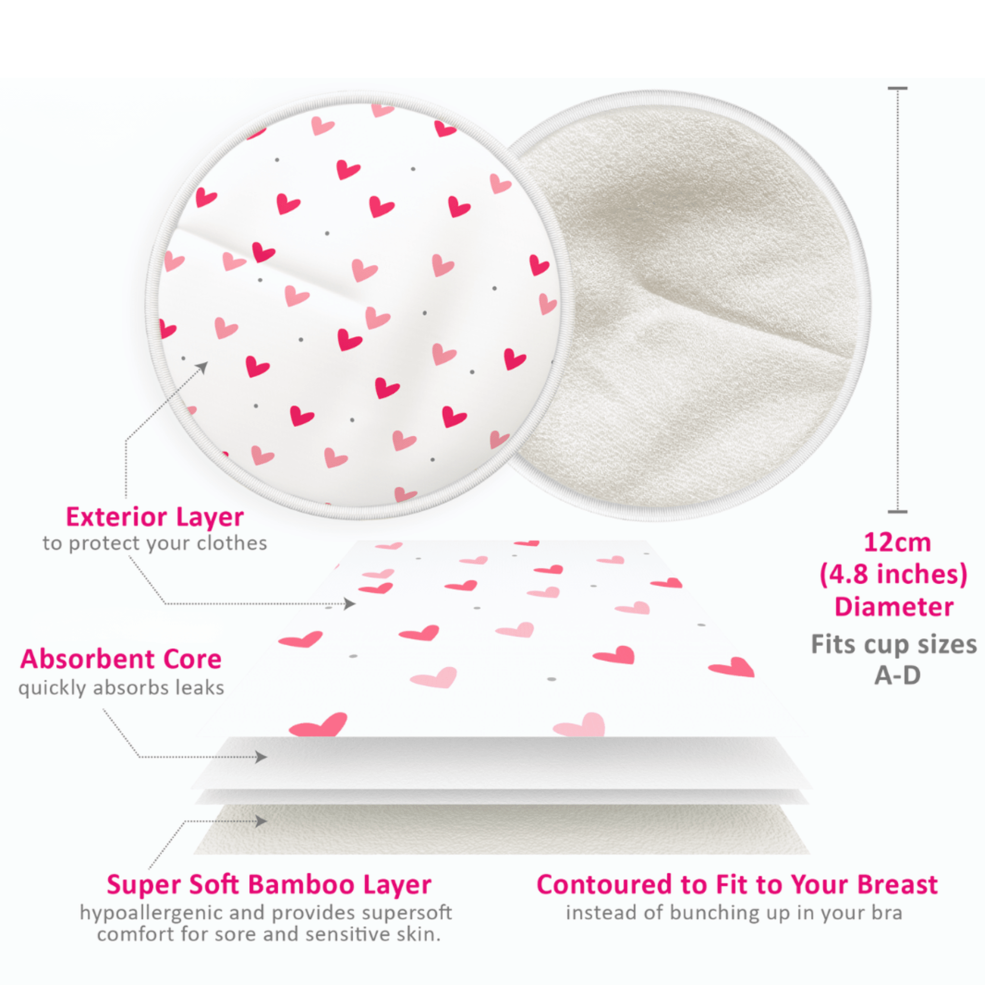 Ninja Mama Super Soft Bamboo Washable Breast Pads - Pack of 14 - (7 Pairs) - | Ninja Mama