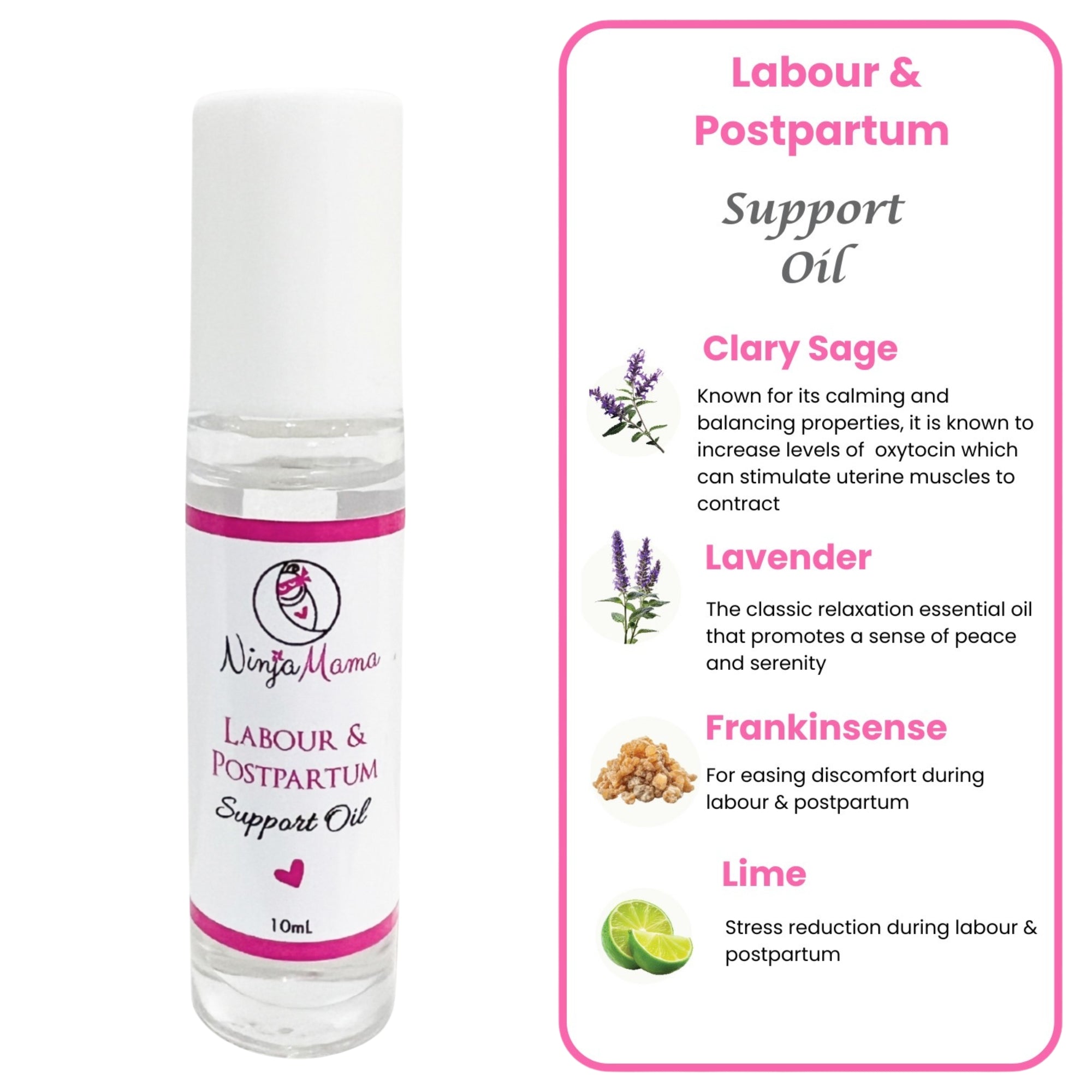 Ninja Mama Clary Sage  Labour and Postpartum Support Oil Roller 10ml