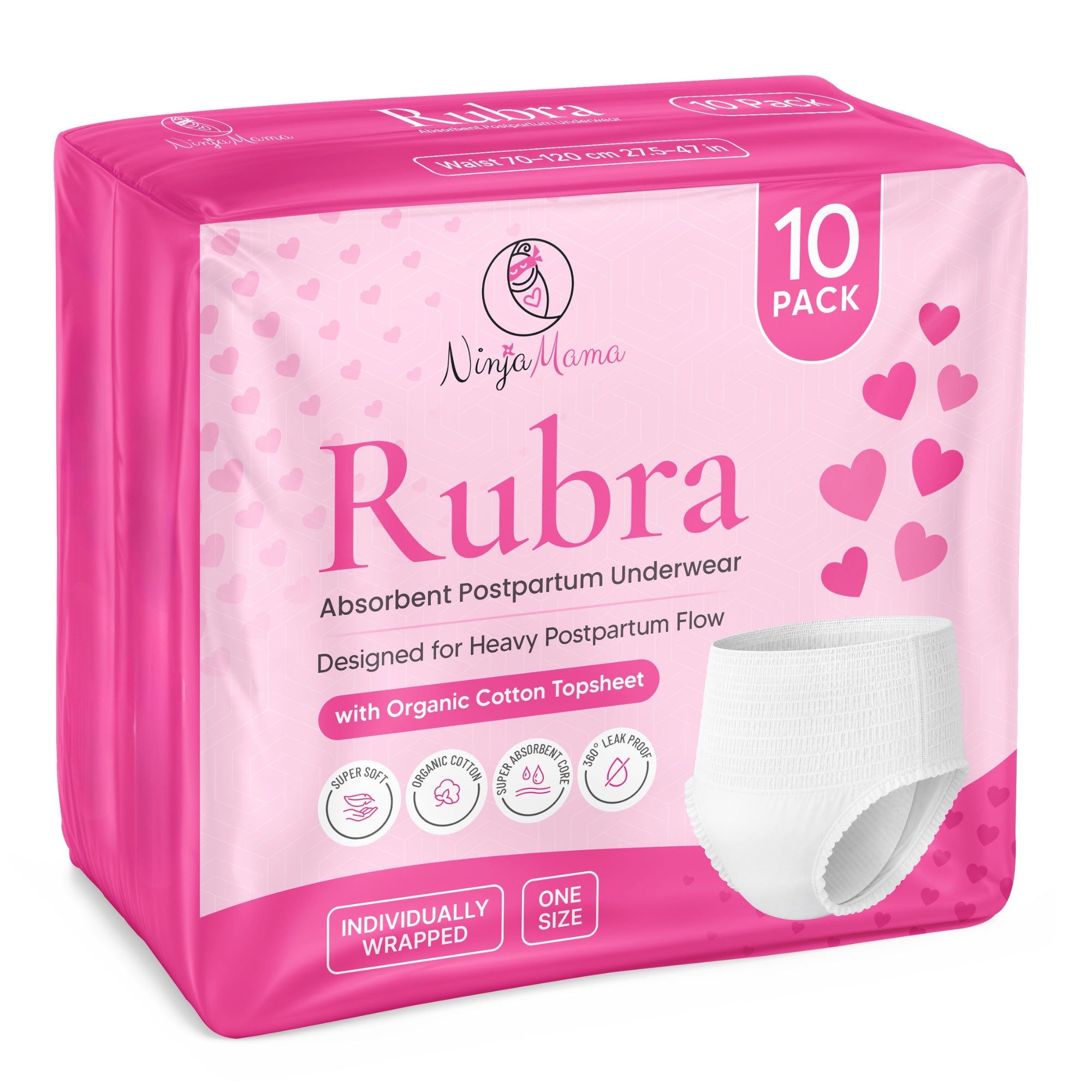 Ninja Mama Rubra® Absorbent Postpartum Underwear - Pack of 10