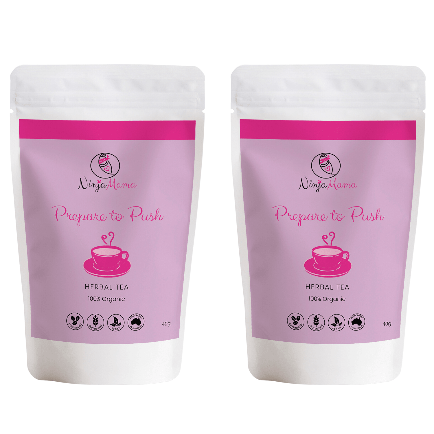 Ninja Mama Prepare to Push Loose Leaf Raspberry Leaf Tea 40g - Twin Pack - | Ninja Mama