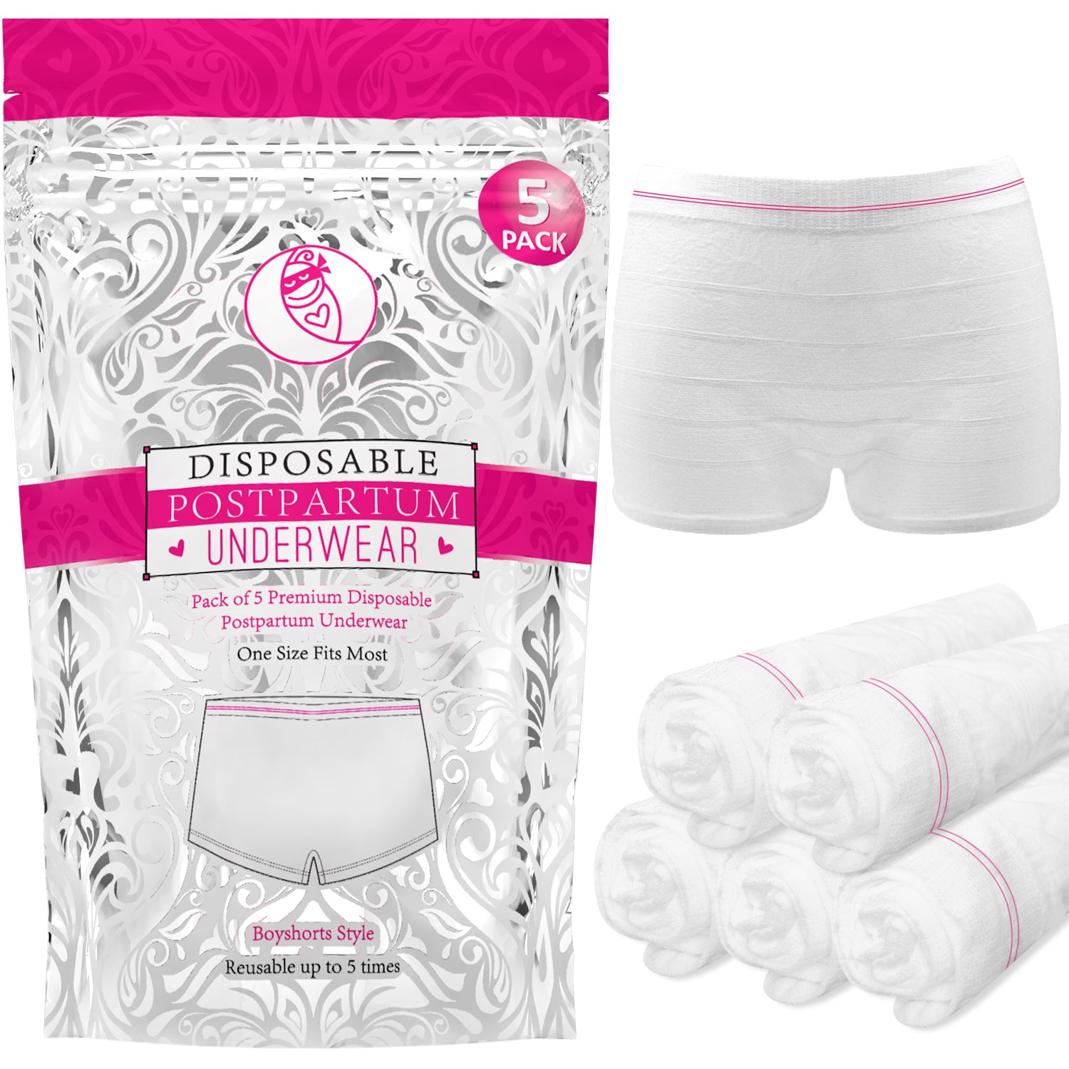 Postpartum Underwear, Sweat Absorbing 5 Pack Maternity Pants Stretchy  Disposable Underwear For Daily Use For Travel For Women