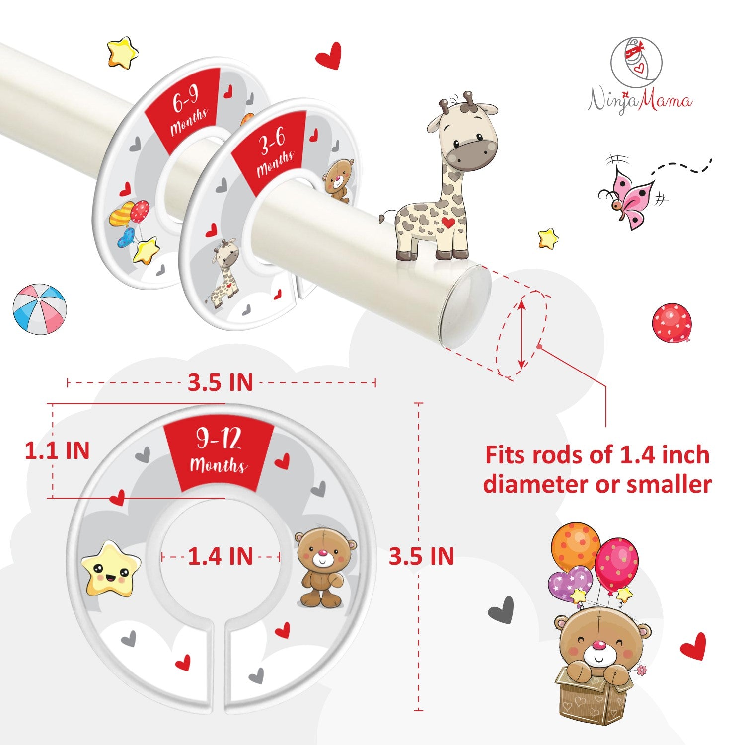 Baby Wardrobe Size Dividers - Bear