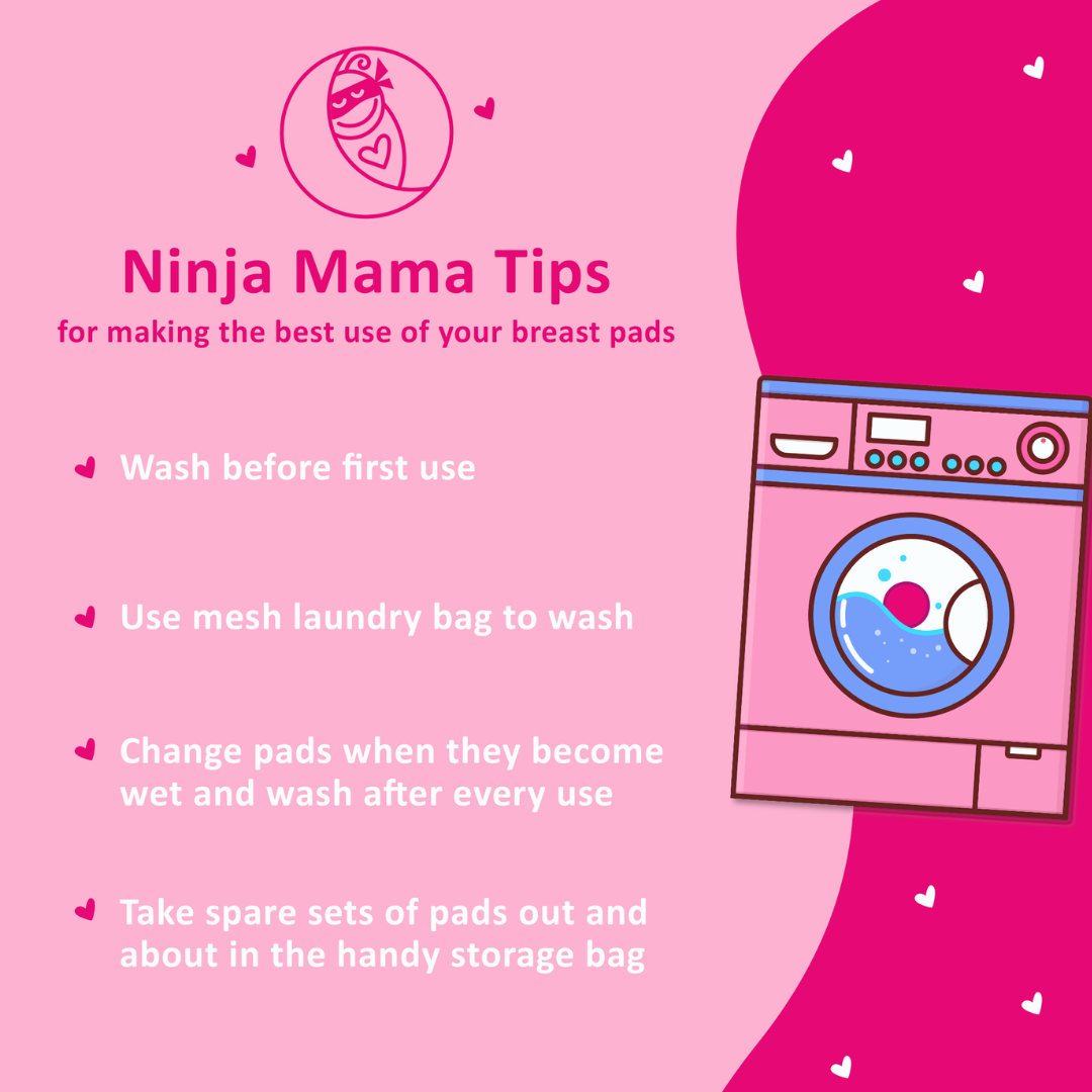 Ninja Mama Super Soft Bamboo Washable Breast Pads - Pack of 14 - (7 Pairs)