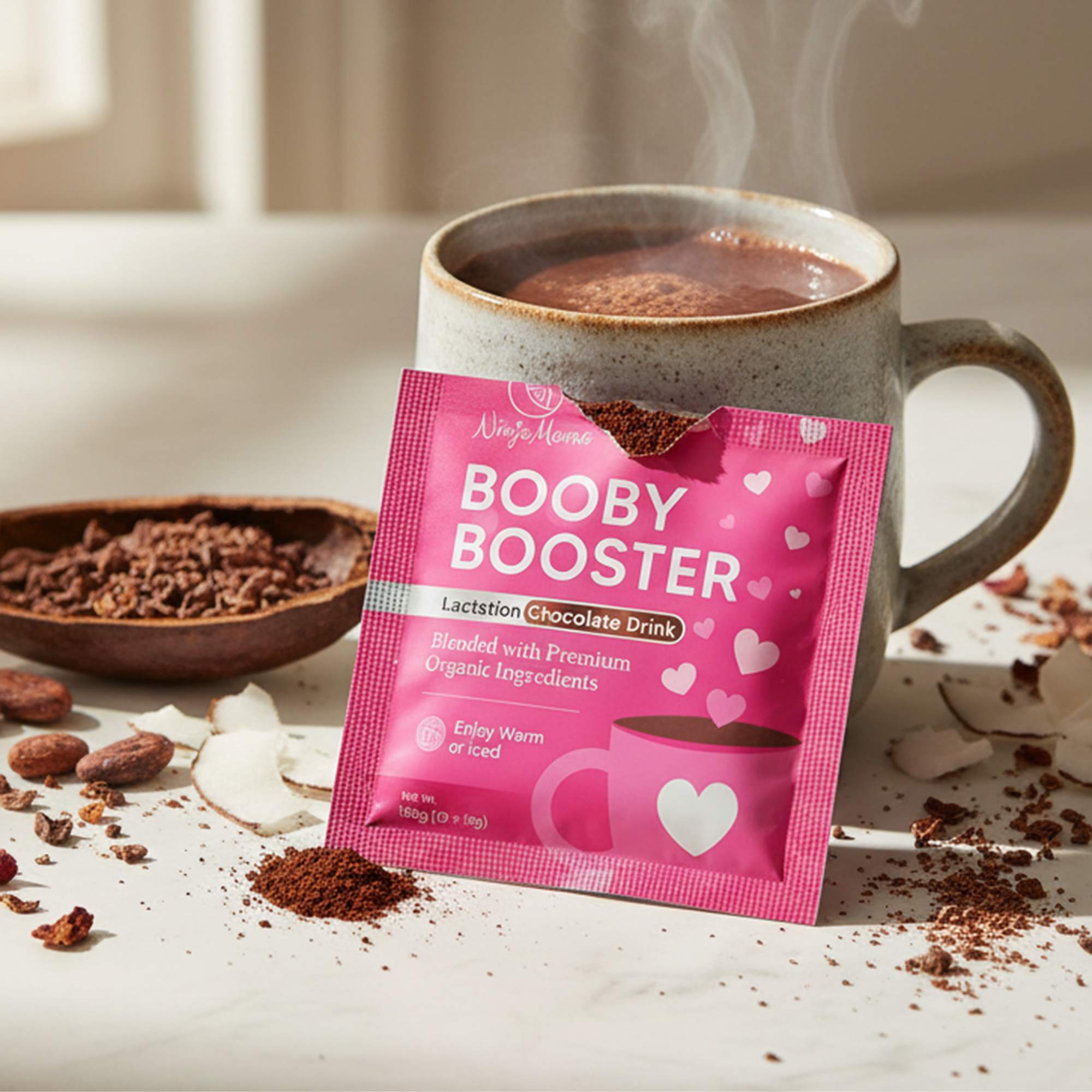 Ninja Mama Booby Booster® Deluxe Organic Lactation Chocolate Drink Hot or Iced- AVAILABLE 17th March 2026