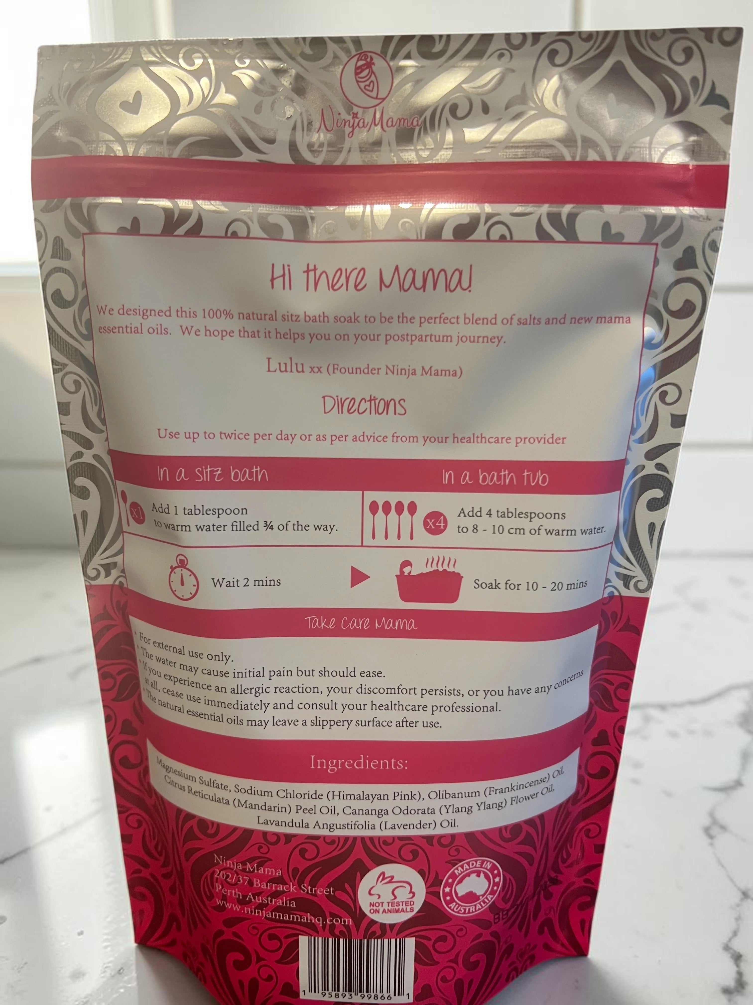 bath soak pouch rear view
