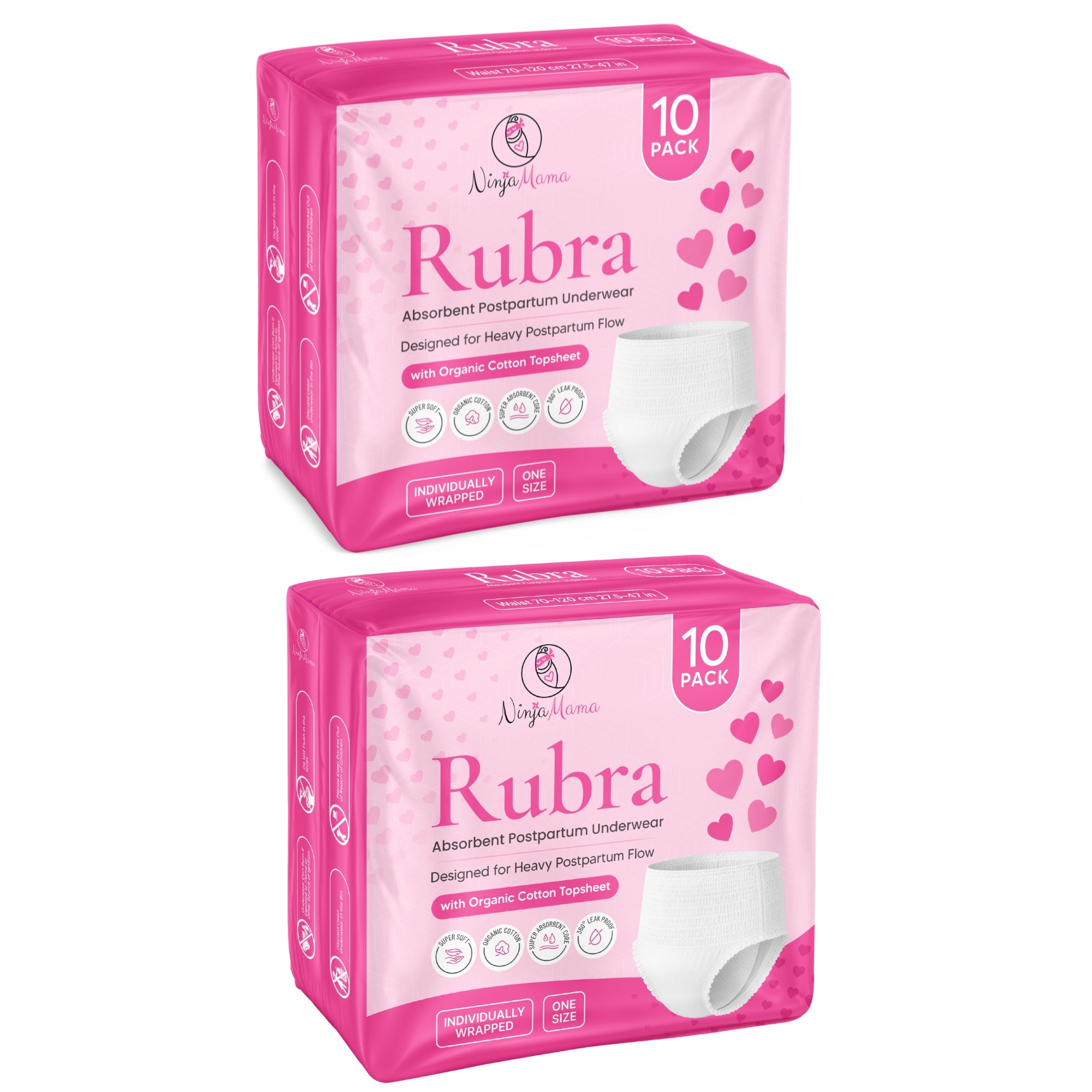 Ninja Mama Rubra® Absorbent Postpartum Underwear - Pack of 10