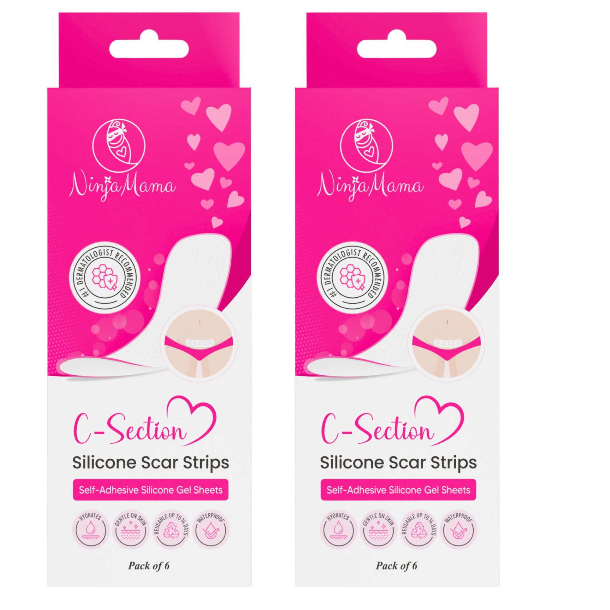 Ninja Mama Transparent C-Section Silicone Scar Strips - Pack of 6
