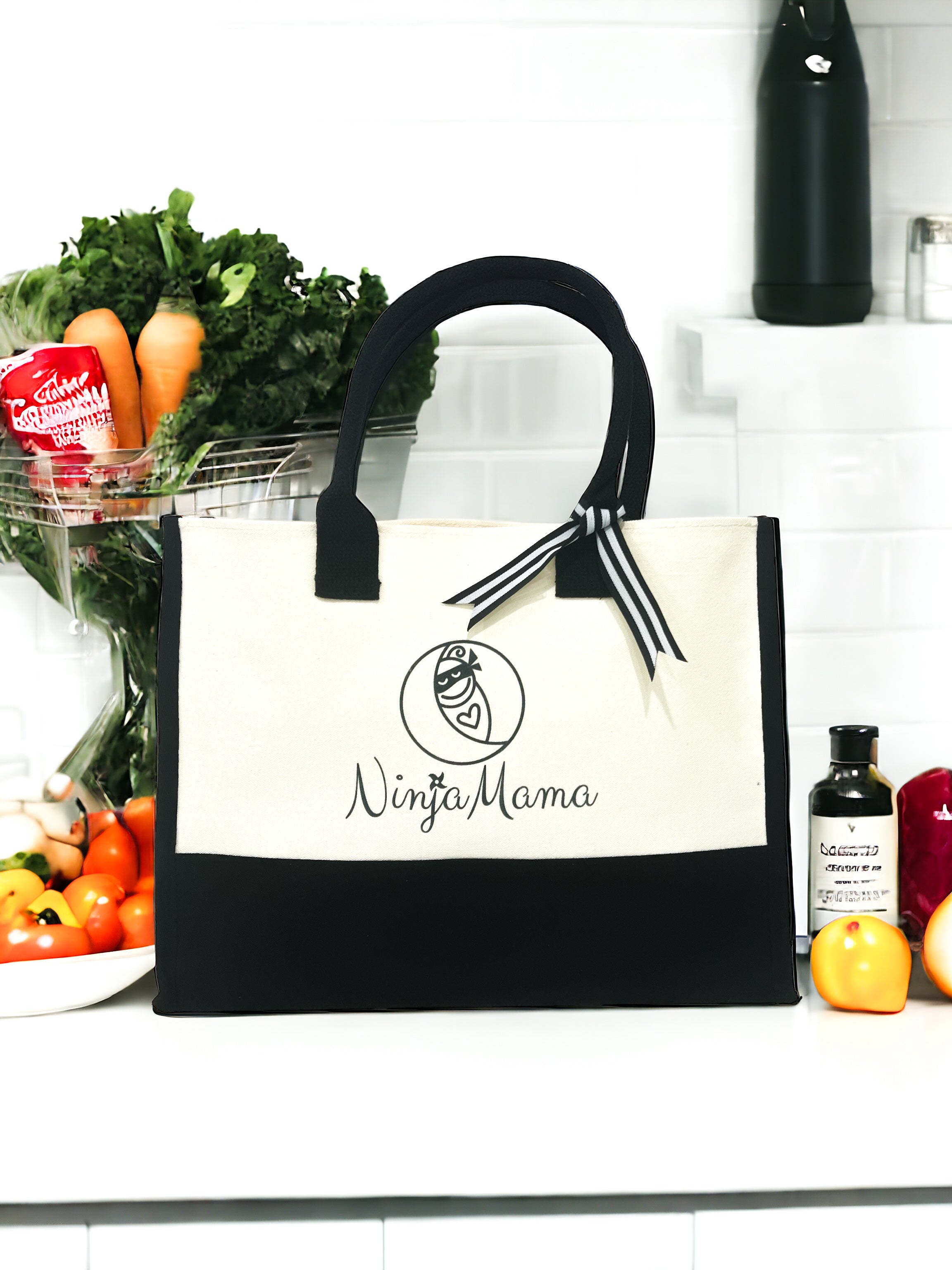Tote bag in kitchen for new mum