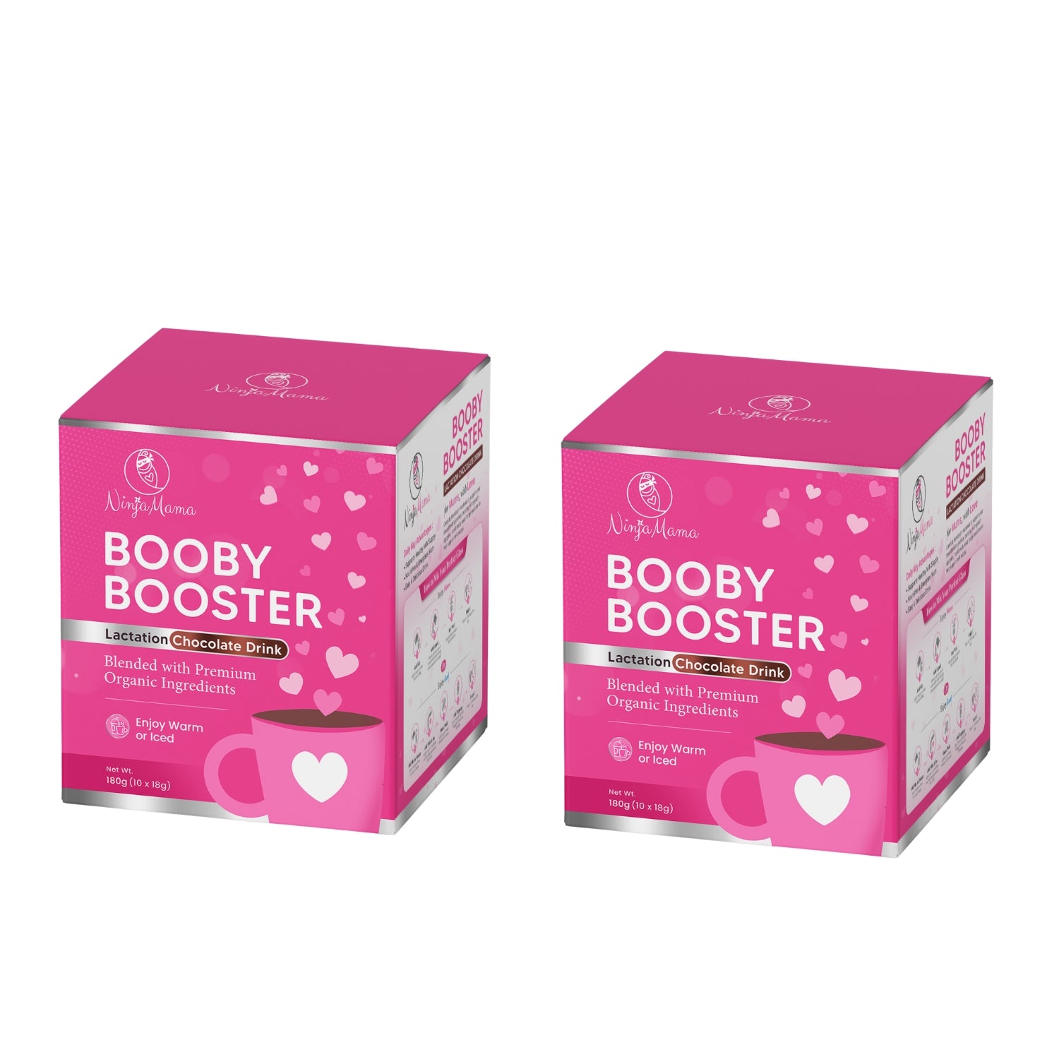 Twin pack of ninja mama booby booster chocolate drink sachets