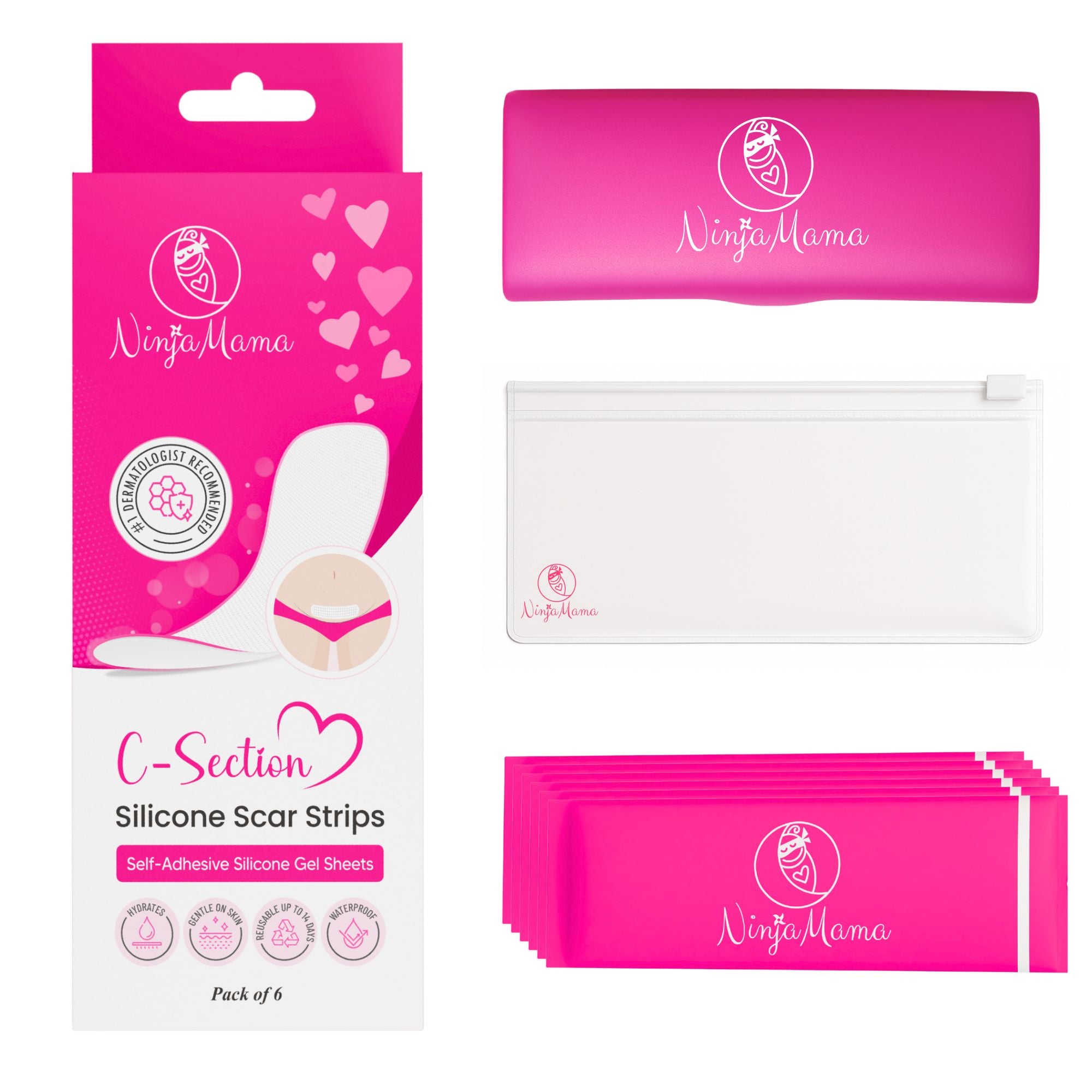 Ninja Mama Transparent C-Section Silicone Scar Strips - Pack of 6