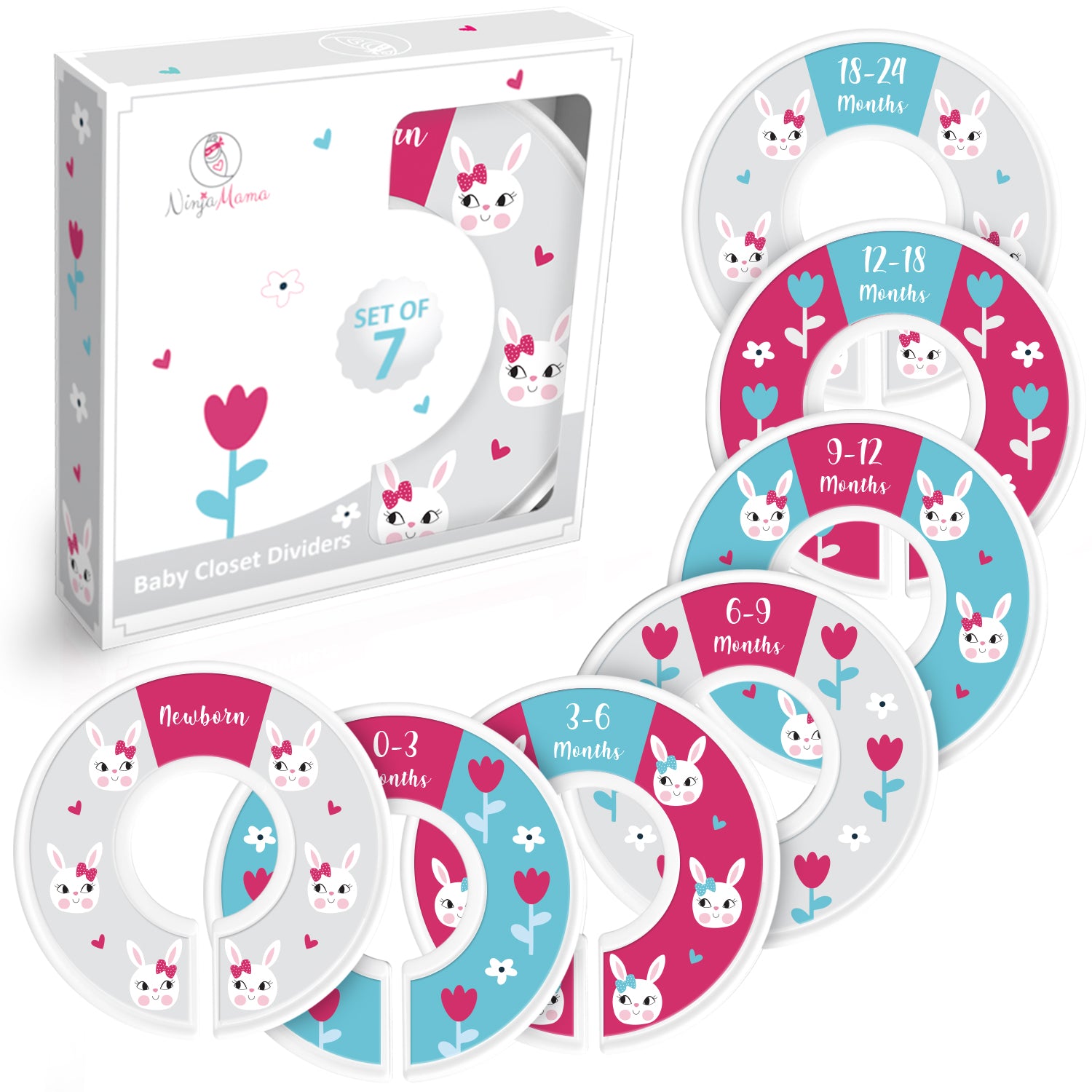 Ninja Mama Baby Wardrobe Size Dividers - Bunny