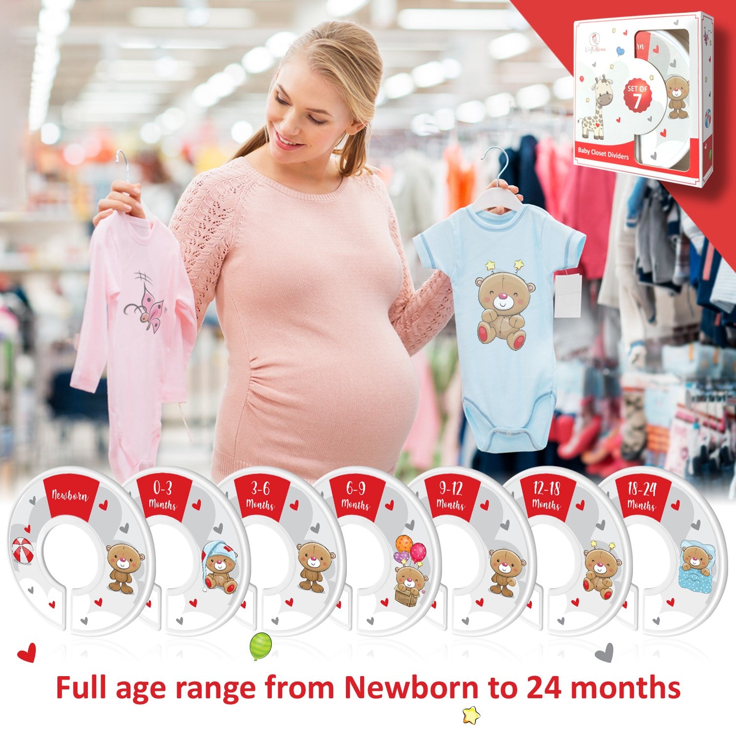 Baby Wardrobe Size Dividers - Bear